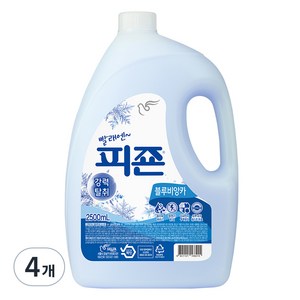 피죤 레귤러 섬유유연제 블루비앙카 본품, 2.5L, 4개