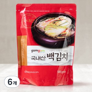 곰곰 국내산 백김치, 500g, 6개