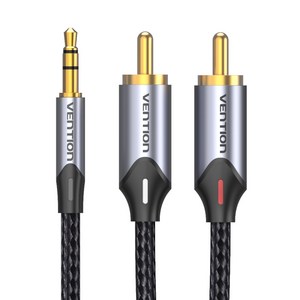 벤션 울트라 직조 3.5mm to 2 RCA 오디오 케이블 혼합색상, BCNBH 2m, 1개