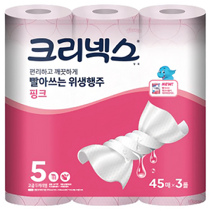 크리넥스 빨아쓰는 위생행주 핑크, 3롤, 1개