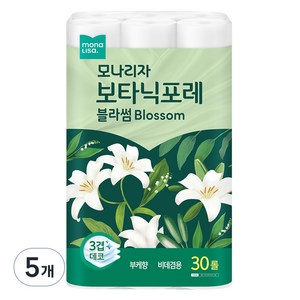 모나리자 보타닉포레 블라썸 3겹 고급롤화장지, 27m, 30개입, 5개