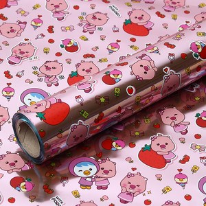 코코플러스 위드 뽀로로 증착롤 포장지 26.5cm x 12m, 핑크, 1개