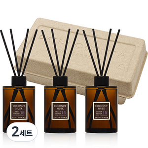 데일리콤마 엠버 에디션 디퓨져 200ml x 3p + 블랙리드스틱 12p 세트, 코코넛 머스크, 600ml, 2세트