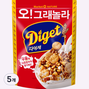 마켓오네이처 오 그래놀라 다이제 시리얼, 250g, 5개