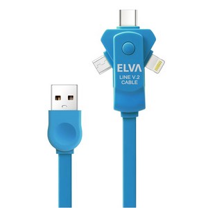 엘바 멀티 고속 충전케이블 EV-LINE V.2 1m, EV-LINE V.2(블루), 1개