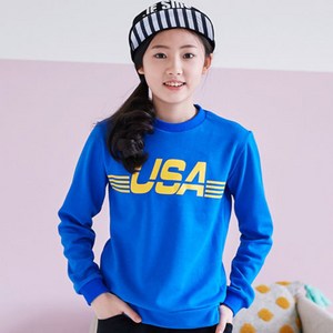잭키드 여아용 라인 USA 티셔츠, 블루