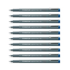 스테들러 피그먼트 라이너 308 칼라펜 0.5mm, 블루, 10개입