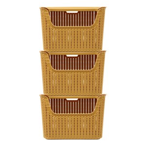 오하임 라탄 컬러 바구니 25L x 3p, 머스타드, 1개