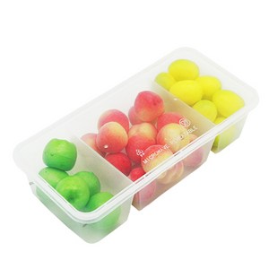 도나앤데코 PP일회용 내열 3칸 긴 사각도시락 용기 10p + 뚜껑 10p, 1세트, 10개