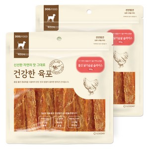 굿데이 건강한육포 반려견 간식, 쫄깃 닭가슴살 슬라이스, 300g, 2개