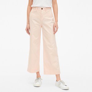 갭 여성용 하이 웨이스트 와이드 레그 크롭 치노 팬츠