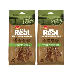 하림펫푸드 더리얼 저키 강아지 간식, 닭가슴살, 60g, 2개