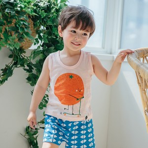 보보 남아용 씽씽카 오렌지 민소매 실내복 세트