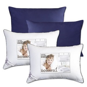 아임리빙 중량업 블랙라인 호텔용 마이크로다운필 베개솜 2p + 베개커버 2p 세트, 네이비, 1세트