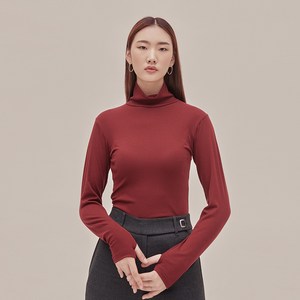 올리비아비 여성용 베이직 하이넥 핑거홀 티셔츠 VBCALVW9121