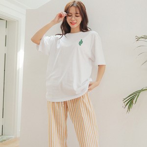 글램공감 남녀공용 순면 줄무늬 9부 파자마 바지