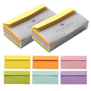 핑크풋 컬러 가로봉투 6종 x 10p, VIOLET, PINK, ORANGE, MINT, YELLOW, GREEN, 2세트