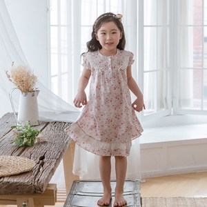 토토와모모 여아용 N레이디H 공주 반팔 핑크 잠옷 원피스