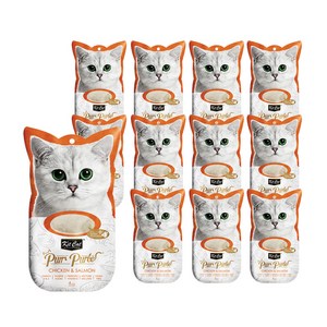 킷캣 갸르릉퓨레 고양이 간식 참치 60g, 닭가슴살 + 연어 혼합맛, 12개