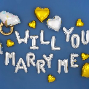 파티팡 다이아몬드 Will You Marry Me 프로포즈 홈파티세트, 실버, 1세트