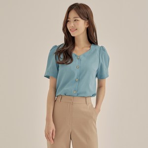 로엠 5부 솔리드 블라우스