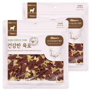 굿데이 건강한육포 강아지간식 240g, 오리가슴살말이 황태, 2개