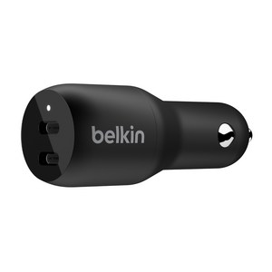 벨킨 부스트업 듀얼 USB C타입 차량용 고속 충전기, CCB002bt, 블랙