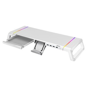 앱코 사이드 폴딩 RGB 데스크 오거나이저 USB 3.0 모니터 받침대 MES100, 화이트, 1개