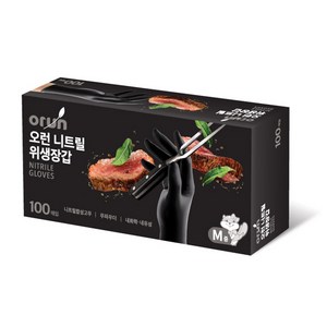 오런 니트릴 위생장갑 100P, 블랙, 중(M), 1개