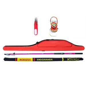 누리지아 비기너 갯바위 낚싯대 풀세트 + 보관 파우치 1-450, 핑크(낚싯대), 랜덤발송(케이스, 쪽가위, 버프)