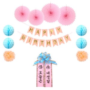 반려동물 화환 생일파티세트 경축 오늘은 내생일, 블루, 1세트