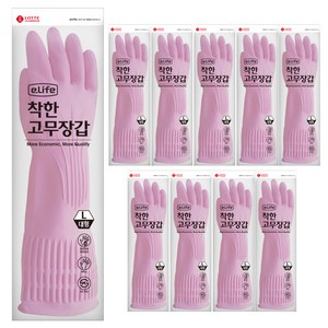 롯데이라이프 착한 고무장갑 대, 핑크, 대(L), 10개