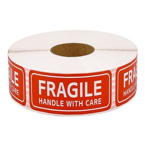 세븐집 취급주의 스티커 영문 FRAGILE 2.5 x 7.5 cm 500p, 혼합색상, 1개