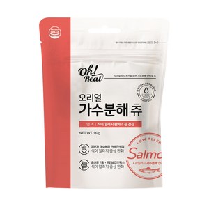 옵티펫 반려동물 오리얼 가수분해 츄 간식 연어맛, 식이 알러지 완화, 90g, 1개