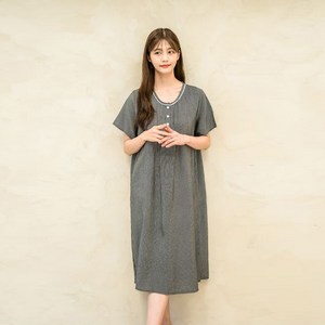 BB캐주얼 여성용 라운드 체크 인견 원피스 잠옷