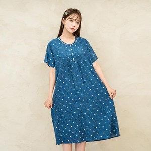 우일패션 여성용 라운드 캐릭터 인견 파자마 원피스