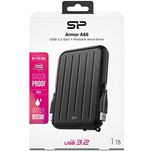 실리콘파워 Armor A66 외장HDD 139.2 x 96 x 16.2 mm, 1TB, 검정 + 검정