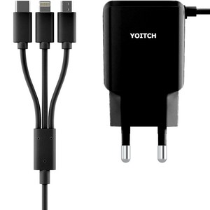 요이치 B라인a 2세대 c타입 5핀 8핀 동시 충전기, 1개, 블랙