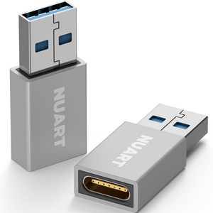 누아트 고출력 USB 3.0-C타입 PD/QC 변환 OTG 젠더, 실버, 2개