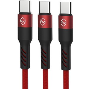 신지모루 로프 C타입 고속충전 케이블, 3m, 레드, 3개