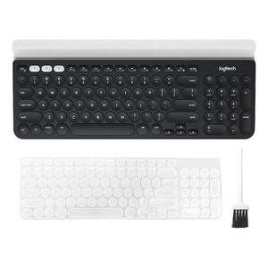 로지텍 K780 멀티 디바이스 블루투스 무선 키보드 Y-R0061 + 한글 키스킨 + 청소솔 세트, 일반형, 블랙(키보드), Y-R0061(키보드)