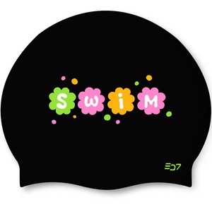 SD7 성인용 실리콘 수영모자 SGL-CA366, 플라워 스윔핑크 블랙