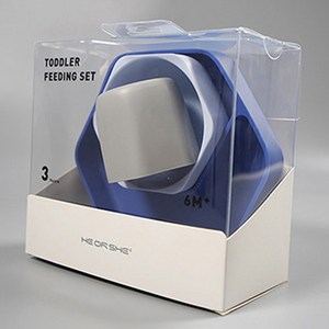 HEORSHE 토들러용 실리콘 피딩 식기 3종 세트, 블루, 플레이트 + 볼 + 컵, 1개