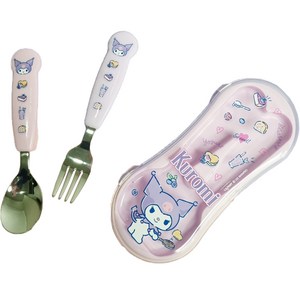 릴팡 쿠로미 원터치 편한 스푼 포크 케이스 세트, 혼합색상, 스푼 + 포크 + 케이스, 1개