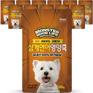 푸르미 반려동물 몬스터 굿 라이프 영양죽 파우치, 삼계연어, 120g, 12개