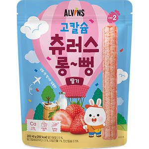 엘빈즈 유아용 고칼슘 츄러스 롱뻥 STEP2, 딸기맛, 40g, 1개