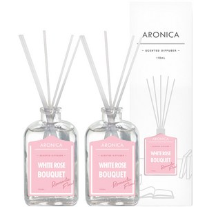 아로니카 센티드 디퓨저 110ml x 2p + 섬유스틱 10p 세트, 화이트 로즈부케, 1세트