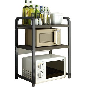 러브트리스 전자레인지 수납 선반, 3단 블랙판 + 블랙