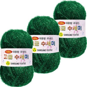 yana 대용량 고급 수세미 뜨개실 100g, 104 진초록, 3개