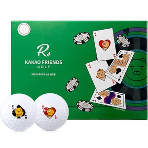 카카오프렌즈골프 포커에디션드 골프공 4종 x 3p 세트 4피스 R4, 화이트, 12개입, 1개